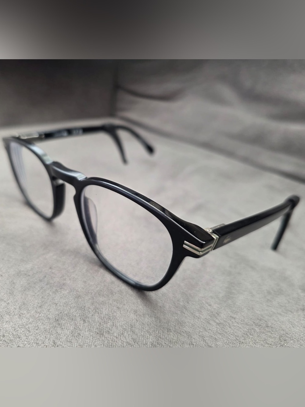 Lacoste Black Men's Round Optical Glasses with Silver Accents